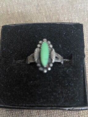 Vintage Bell Trading Post Sterling Silver Teardrop Turquoise Ring, Sz 6.